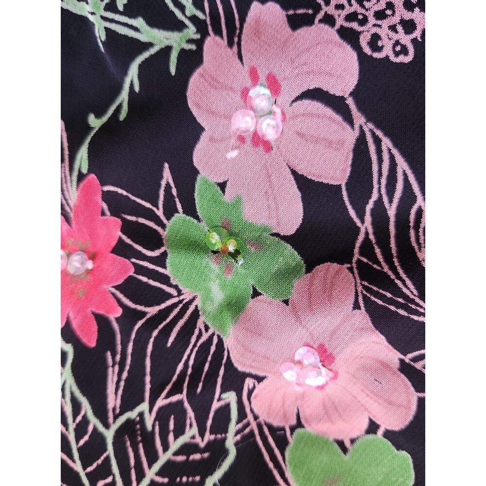 Vtg Starina Piano Fringe Beaded Floral A Line Midi Skirt Sz XL Fairy Whimsical - Picture 6 of 9